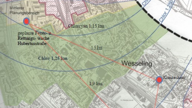 Seveso Karte der Stadt ergänzt mit Standorten 