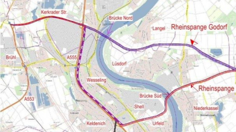 Skizze der möglichen Rheinspangen